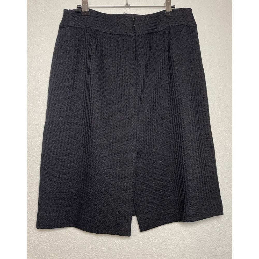 Austin Reed Black Virgin Wool Cashmere Waffle Knit Pencil Skirt Size 12 - Picture 2 of 6